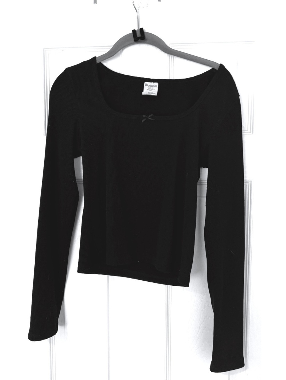 No Boundaries Women's Black Long Sleeve Ribbed Top Size Large 12-14